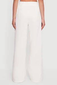 Embroidered Patch Drawstring Waist Wide Leg Sweatpants