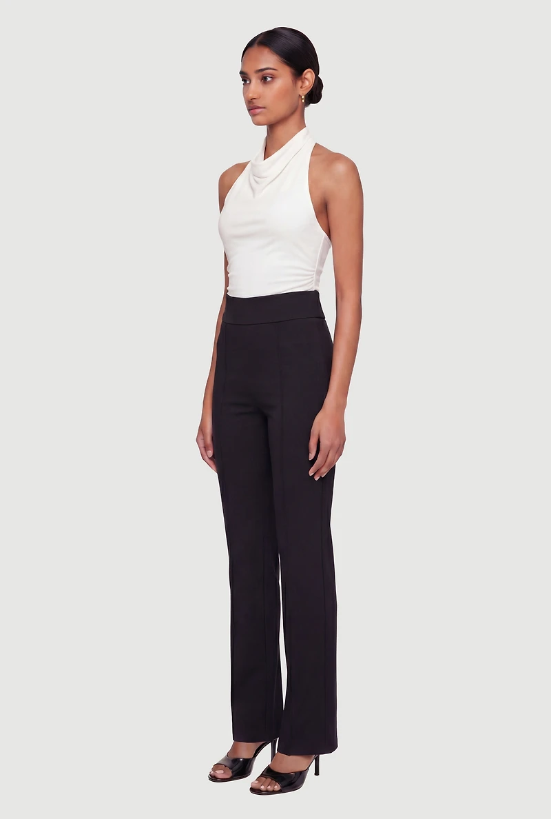 Pintuck Detail High Waisted Dress Pants