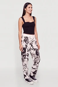 Graffiti Print Fleece Sweatpants