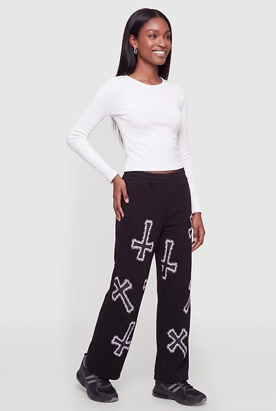 Cross Graphic Elastic Waist Pull On Sweatpants