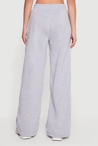 Heart Print Fleece Wide Leg Sweatpants