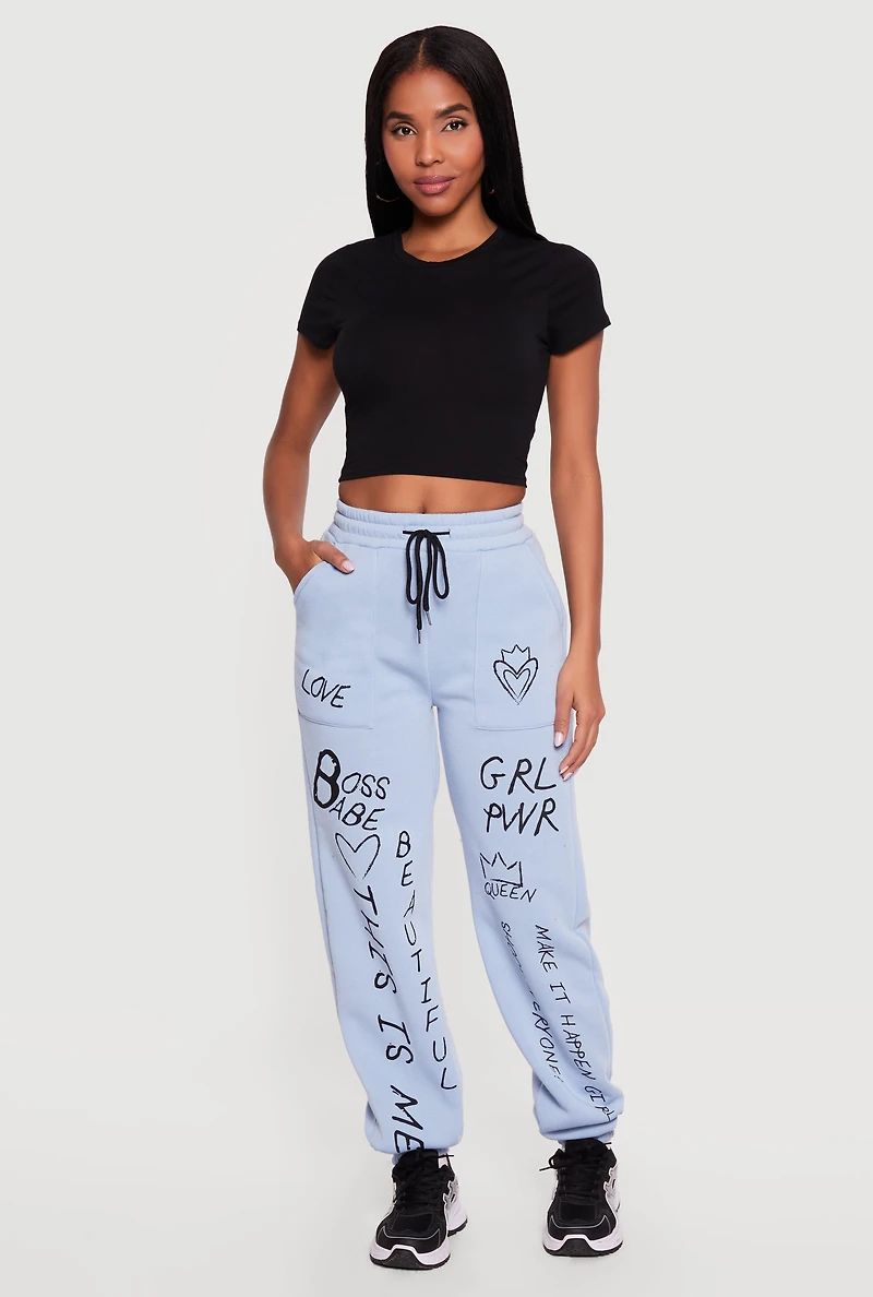 Graffiti Graphic Drawstring Waist Sweatpants