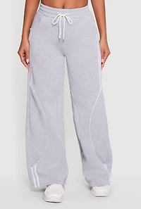 Contrast Trim Drawstring Waist Wide Leg Sweatpants