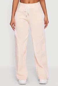 Contrast Trim Drawstring Waist Wide Leg Sweatpants