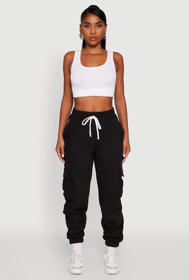 Womens Drawstring Waist Utility Sweatpants,