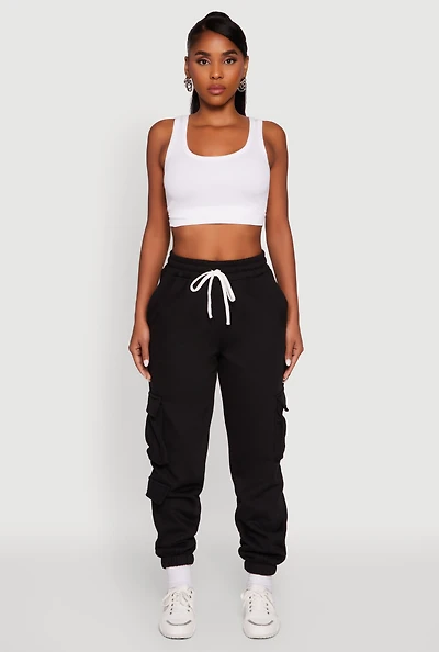 Womens Drawstring Waist Utility Sweatpants,