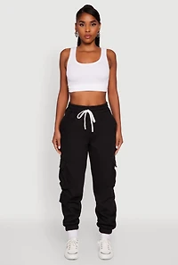 Womens Drawstring Waist Utility Sweatpants,