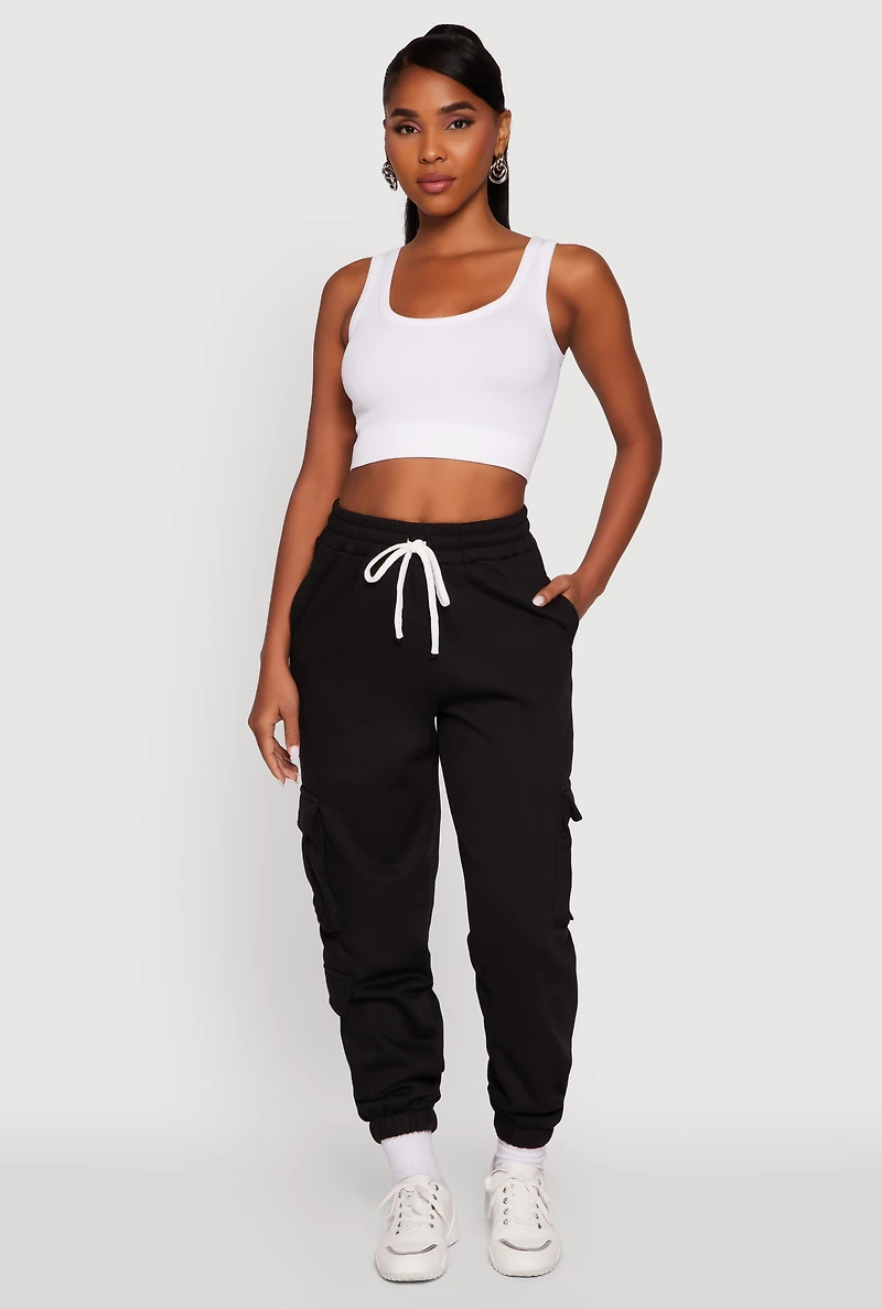 Womens Drawstring Waist Utility Sweatpants,