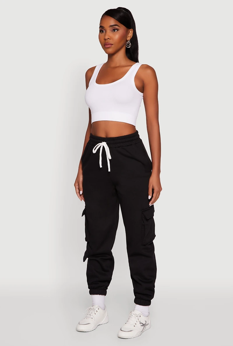 Womens Drawstring Waist Utility Sweatpants,