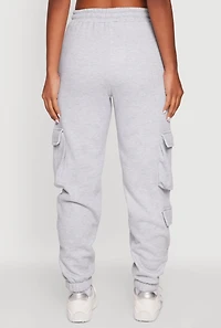 Womens Drawstring Waist Utility Sweatpants, Grey, Size L