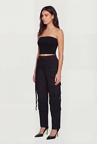 Trendy Drawstring Waist Cargo Pants