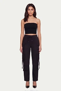 Trendy Drawstring Waist Cargo Pants