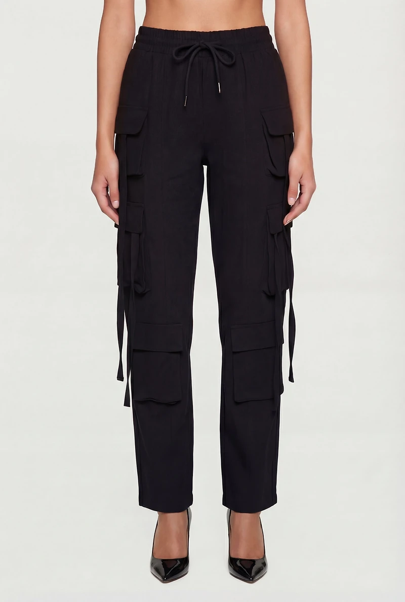 Trendy Drawstring Waist Cargo Pants