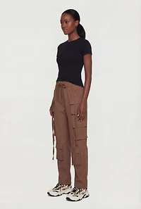 Trendy Drawstring Waist Cargo Pants