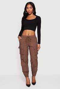 Drawstring Waist Utility Joggers