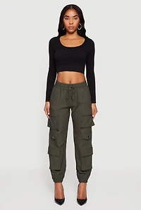 Drawstring Waist Utility Joggers