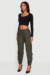 Drawstring Waist Utility Joggers
