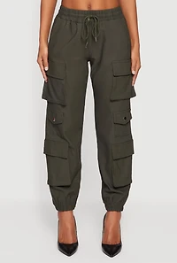 Drawstring Waist Utility Joggers