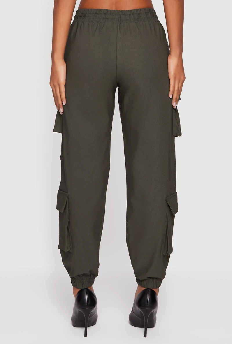 Drawstring Waist Utility Joggers