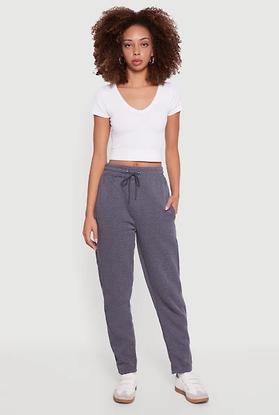 Womens Drawstring Waist Barrel Sweatpants, Grey, Size L