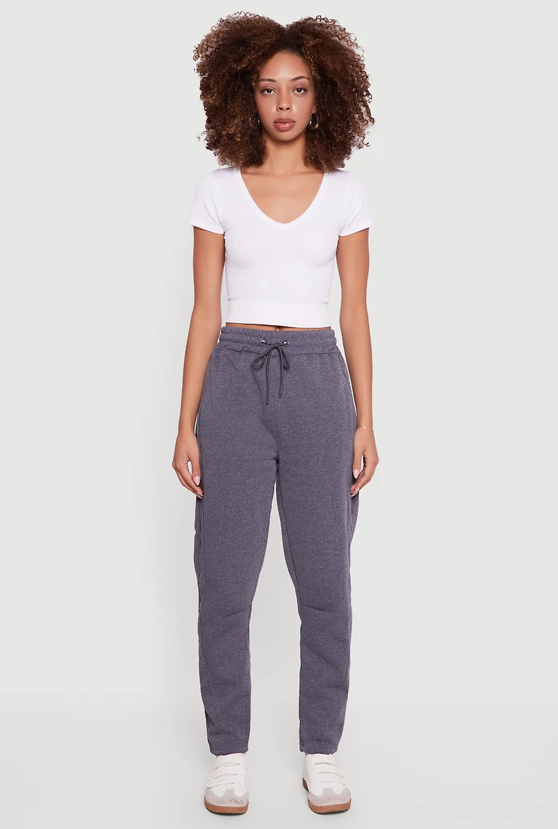 Womens Drawstring Waist Barrel Sweatpants, Grey, Size L