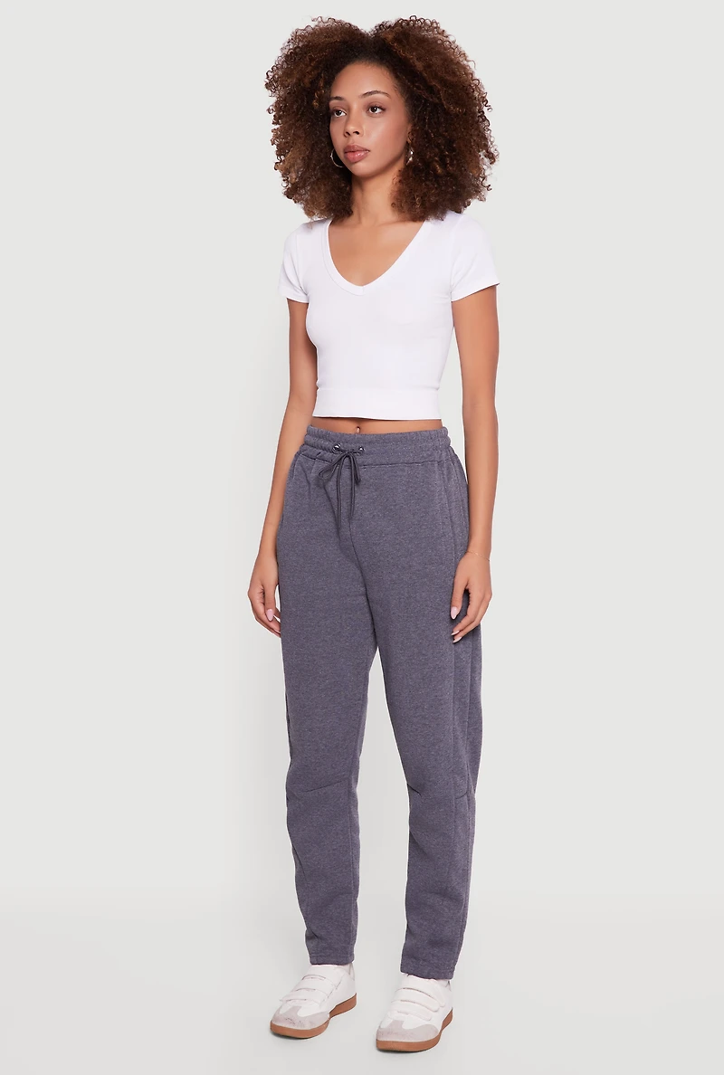 Womens Drawstring Waist Barrel Sweatpants, Grey, Size L