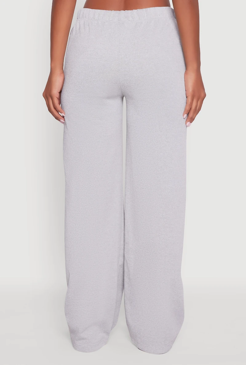 Womens High Waisted Wide Leg Fleece Lined Sweatpants, Grey, Size XL