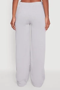 Womens High Waisted Wide Leg Fleece Lined Sweatpants, Grey, Size XL