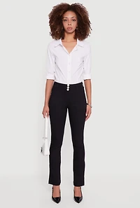 Hyper Stretch Button Detail Skinny Flare Pants