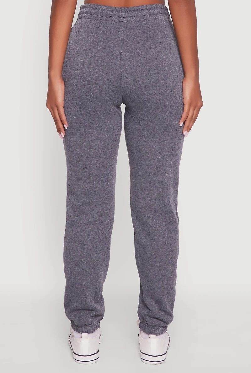 Womens Drawstring High Waisted Embroidered Graphic Sweatpants,