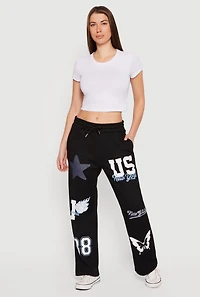 Mid Rise Assorted Patch Graphic Sweatpants
