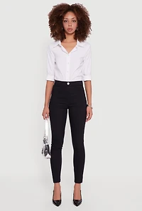 Womens Hyper Stretch Pull On Skinny Leg Pants, Black, Size M