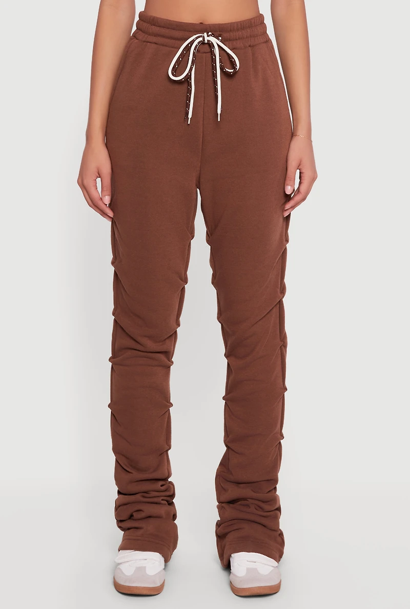 Double Drawstring Stacked Straight Leg Sweatpants