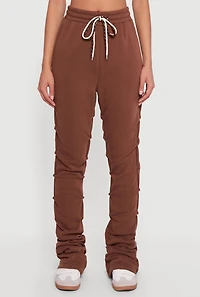 Double Drawstring Stacked Straight Leg Sweatpants