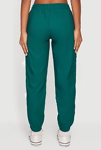 Womens Bow Varsity Stripe Side Drawstring Waist Joggers, Green, Size M