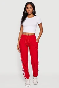Bow Varsity Stripe Side Drawstring Waist Joggers