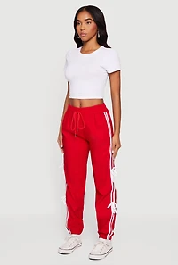 Bow Varsity Stripe Side Drawstring Waist Joggers