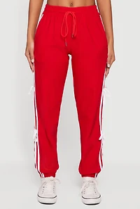 Bow Varsity Stripe Side Drawstring Waist Joggers