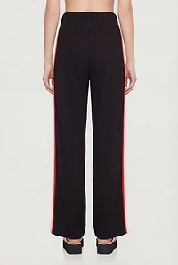 High Waisted Wide Leg Side Stripe Track Pants