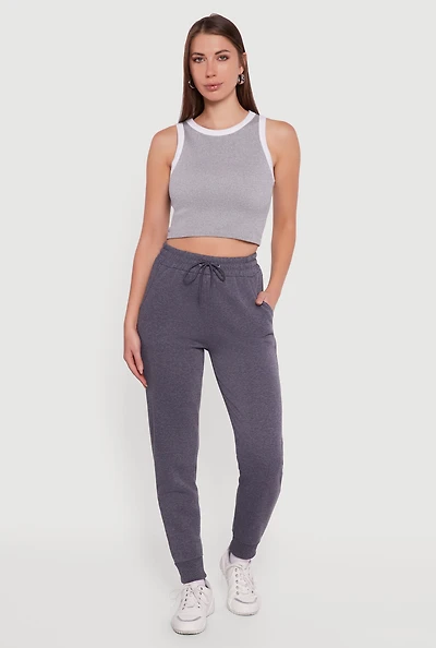 Womens Embroidered Graphic Drawstring Waist Joggers,