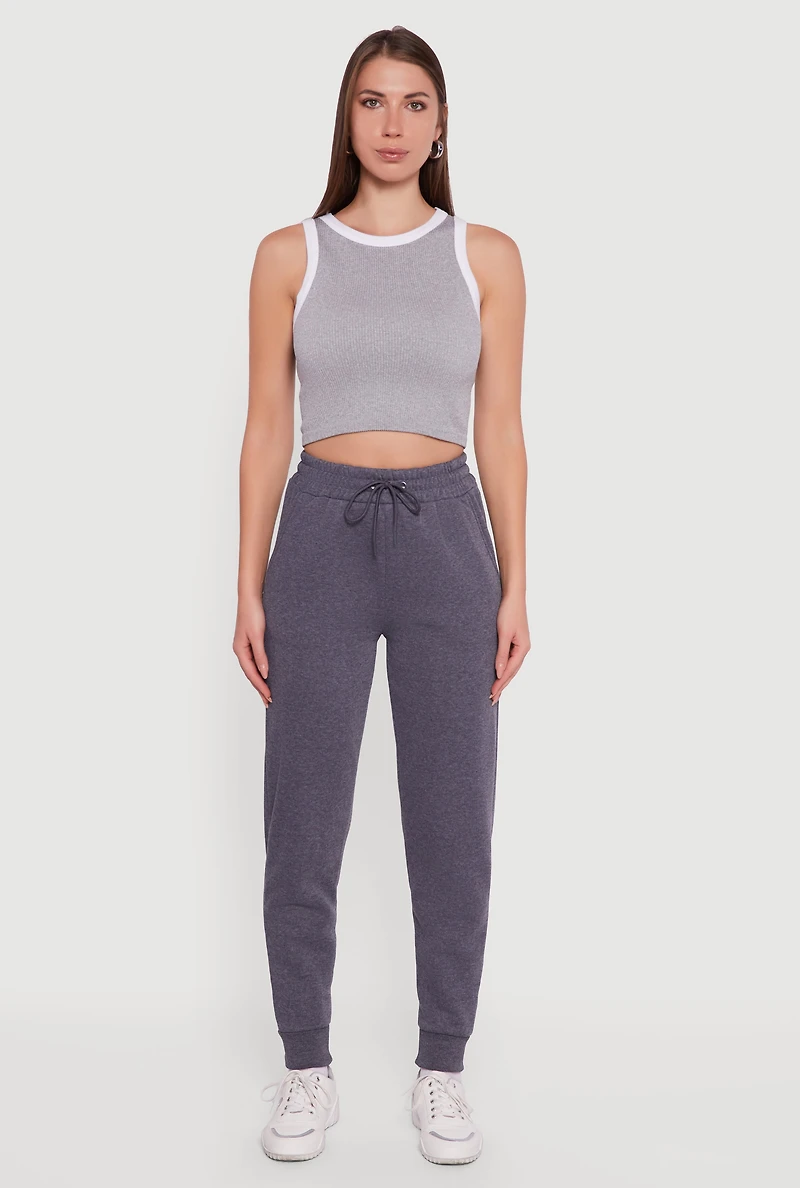 Womens Embroidered Graphic Drawstring Waist Joggers, Grey, Size S