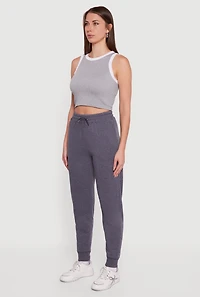 Womens Embroidered Graphic Drawstring Waist Joggers, Grey, Size S