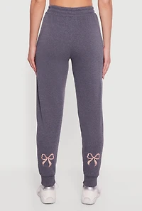 Womens Embroidered Graphic Drawstring Waist Joggers, Grey, Size S