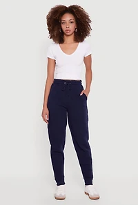 Womens Embroidered Graphic Drawstring Waist Joggers, Blue, Size S