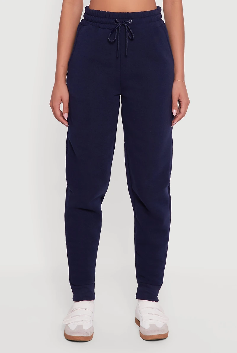 Womens Embroidered Graphic Drawstring Waist Joggers,