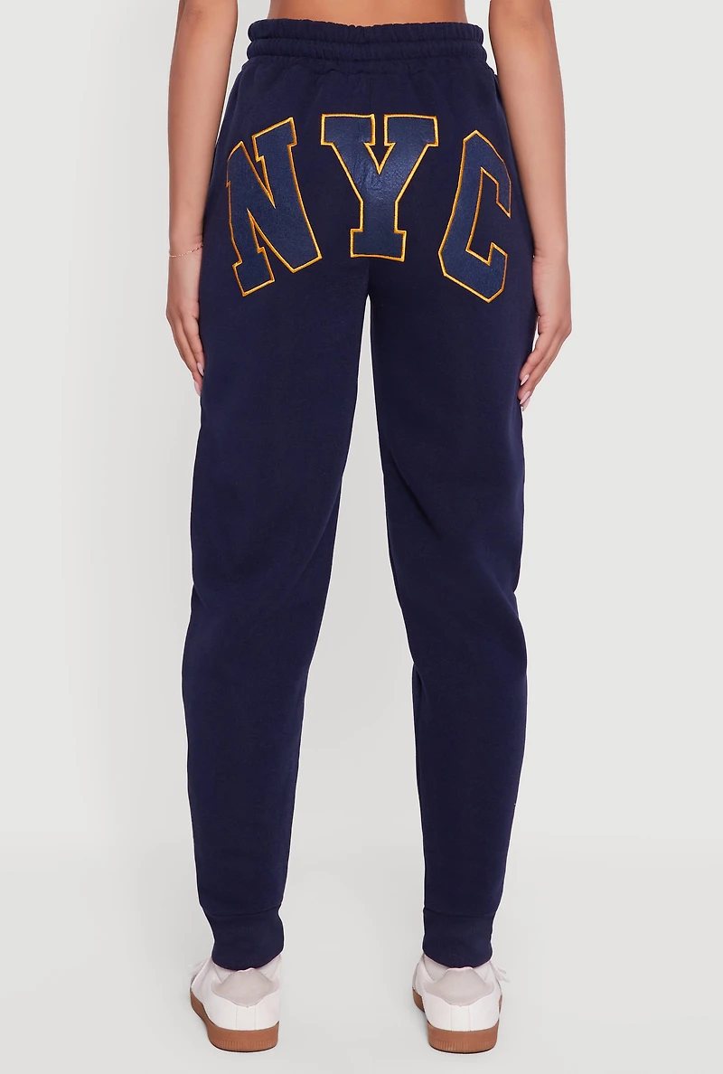 Womens Embroidered Graphic Drawstring Waist Joggers,