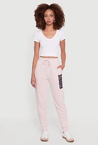 Embroidered Graphic Drawstring Waist Joggers