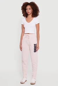 Embroidered Graphic Drawstring Waist Joggers
