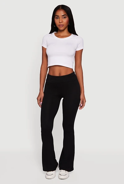 Fold Over Boot Cut Casual Pants