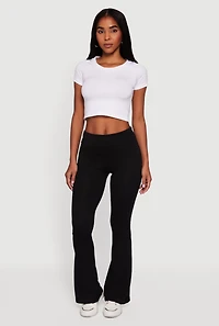 Fold Over Boot Cut Casual Pants